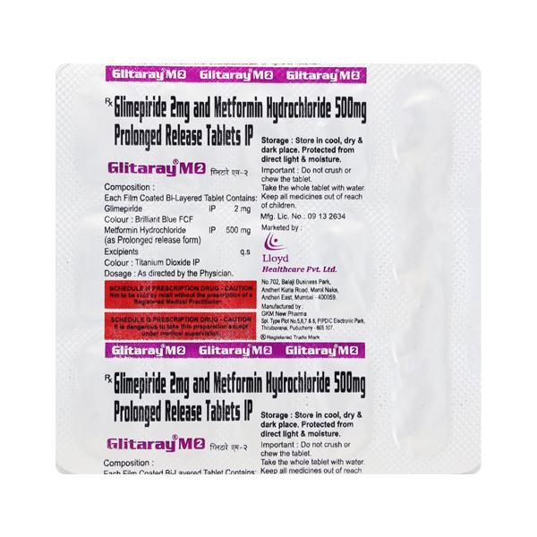 Glitaray M 2mg Tablet 15'S