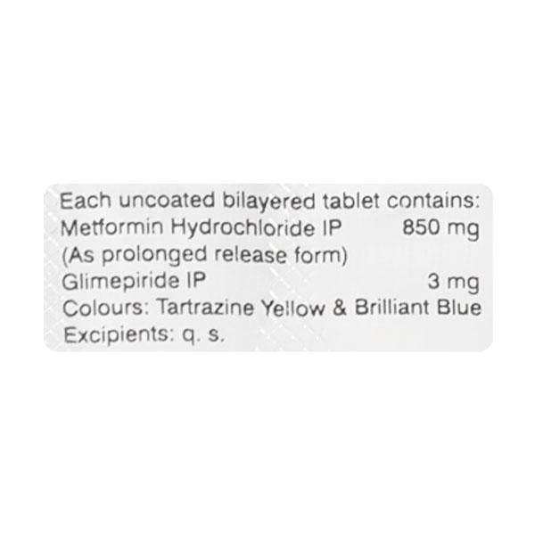 Glycomet GP 3/850mg Tablet 10'S