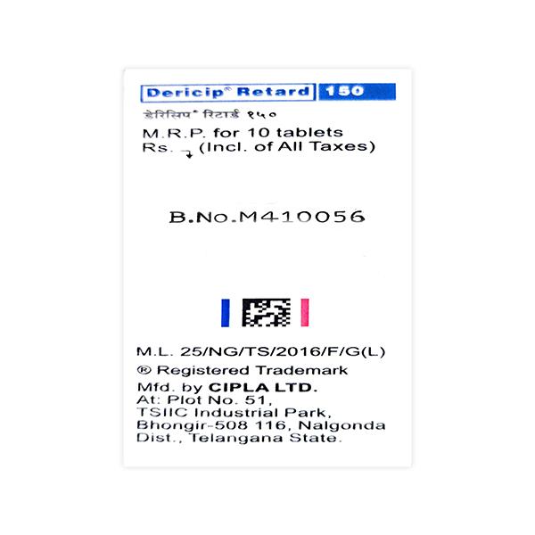 Dericip Retard 150mg Tablet 10'S