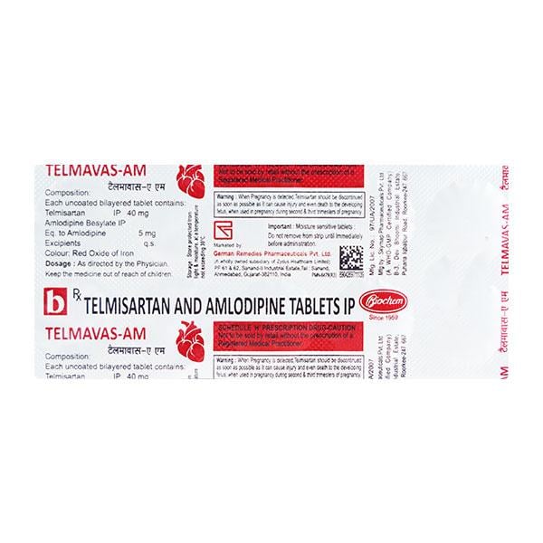 Telmavas AM 40/5mg Tablet 10'S