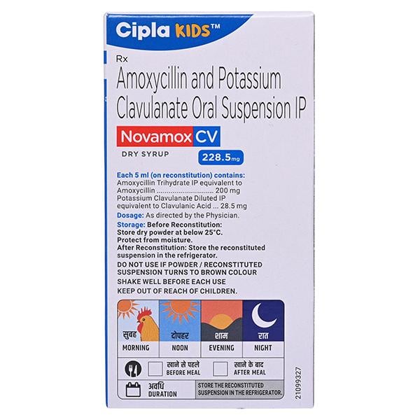 Novamox CV 228.5mg Tangy Orange Flavour Dry Syrup 30ml