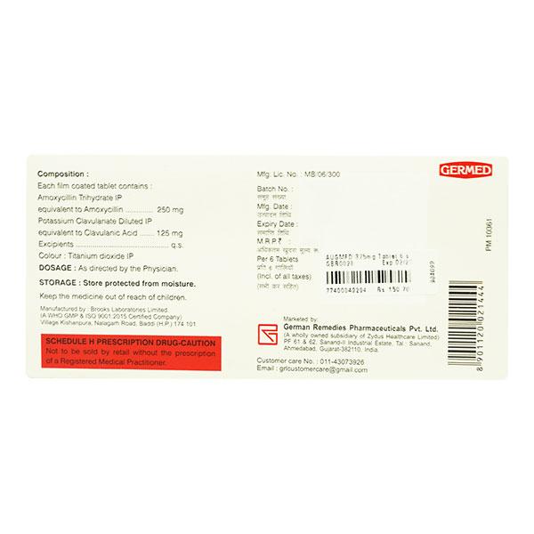 AUGMED 375mg Tablet 6's