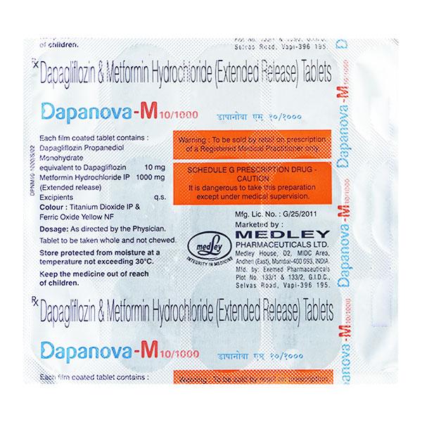 DAPANOVA M 10/1000 Tablet 15's