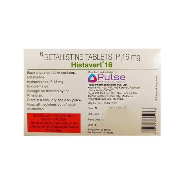 HISTAVERT 16mg Tablet 15's