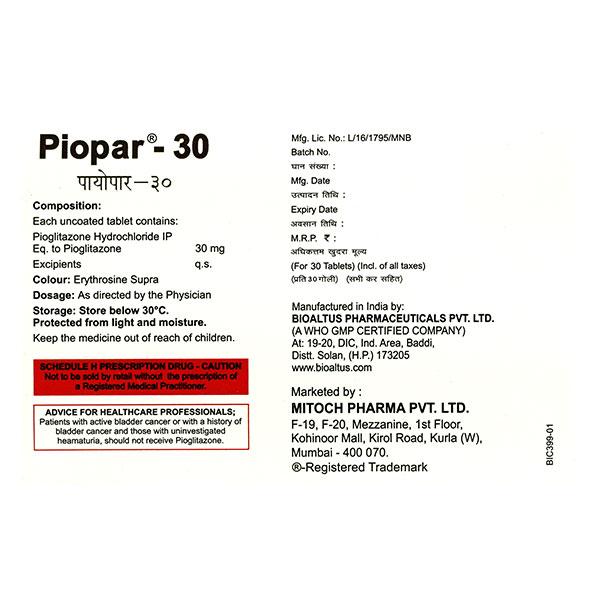 PIOPAR 30 Tablet 15's