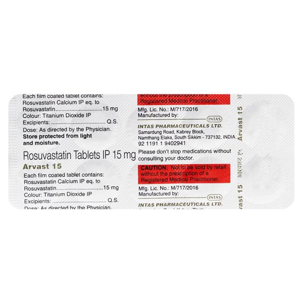 Arvast 15mg Tablet 10'S