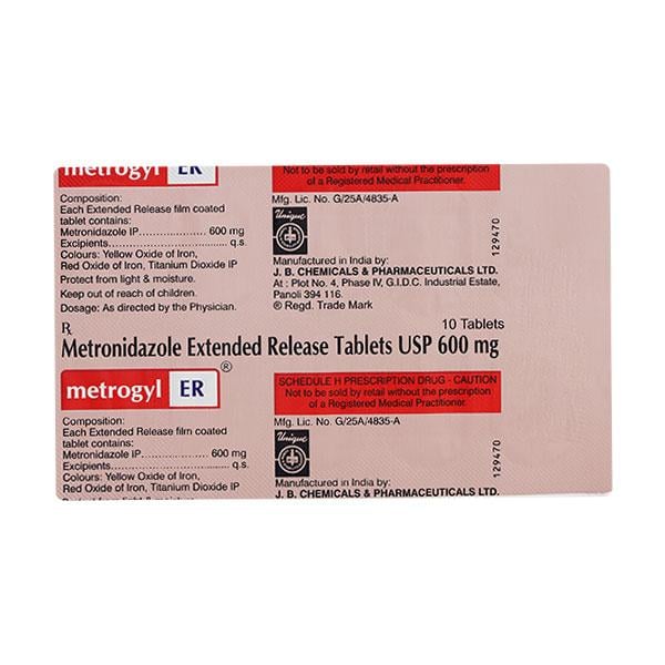 Metrogyl ER 600mg Tablet 10'S