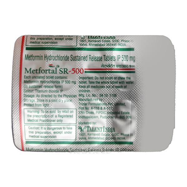 Metfortal SR 500mg Tablet 10'S