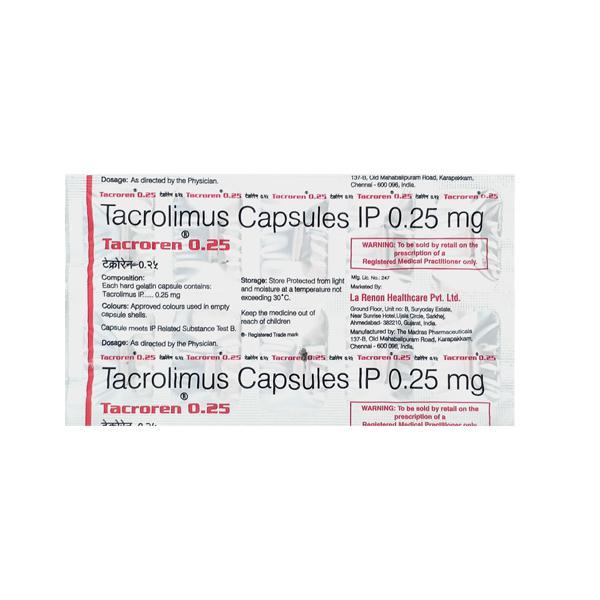 Tacroren 0.25mg Capsule 10'S