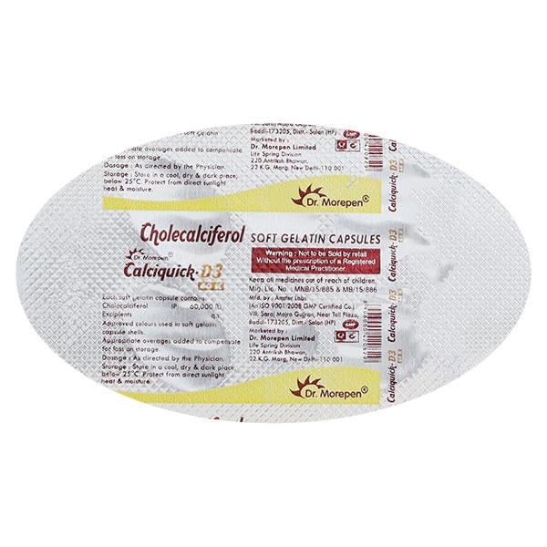 Calciquick D3 60000IU Capsule 4'S
