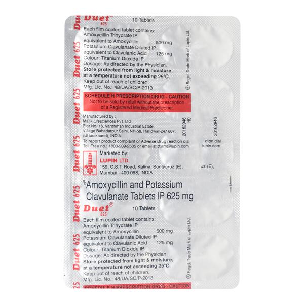 Duet 625mg Tablet 10'S