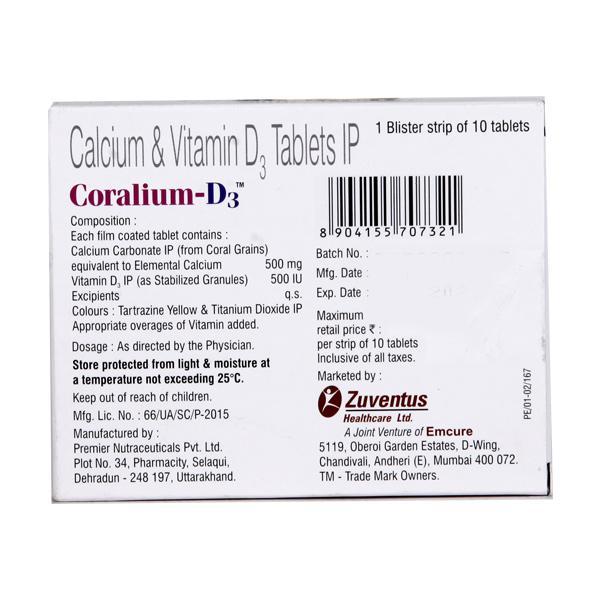 Coralium D3 Tablet 10'S