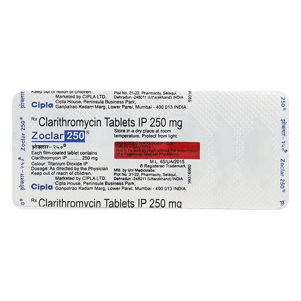 Zoclar 250mg Tablet 4'S