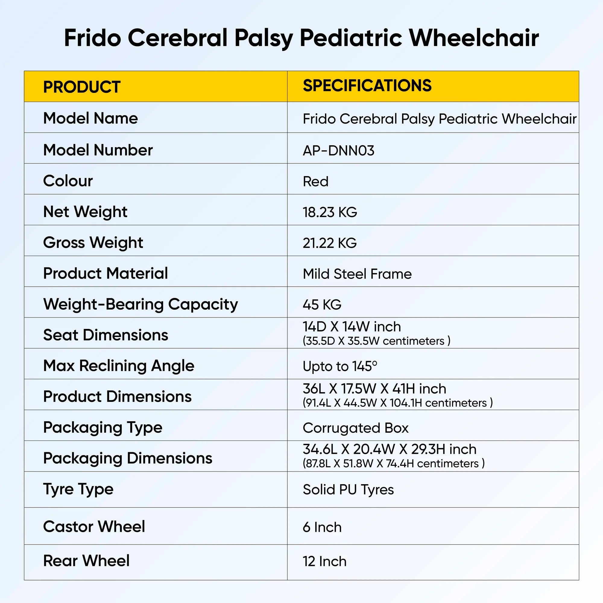 Frido Cerebral Palsy Pediatric Wheelchair