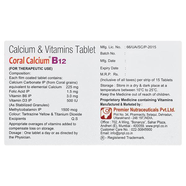 CORAL CALCIUM B12 Tablet 15's