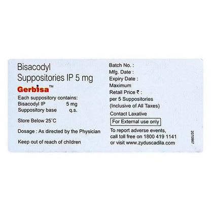 GERBISA 5mg Suppositories 5's