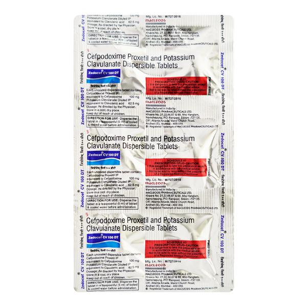 Zedocef CV DT 100mg Tablet 6'S