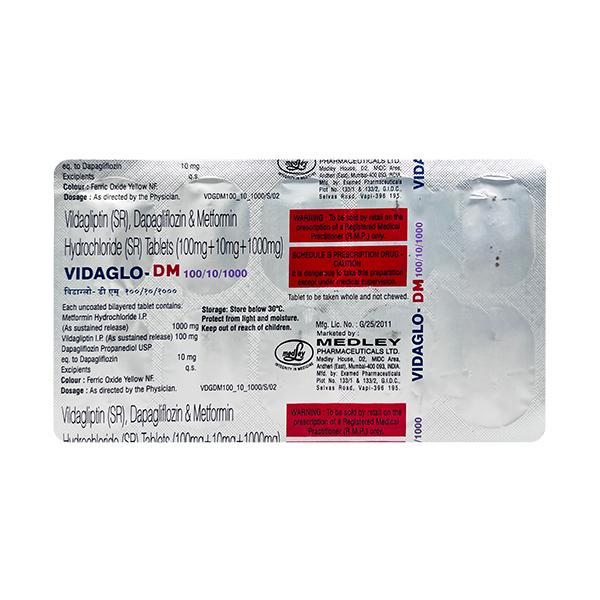 VIDAGLO DM 100/10/1000 Tablet 10's