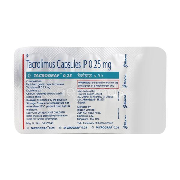 Tacrograf 0.25mg Capsule 10'S