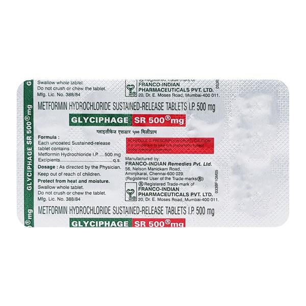 Glyciphage SR 500mg Tablet 10'S