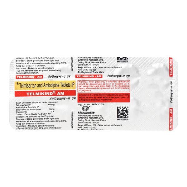 Telmikind AM 40mg Tablet 10'S