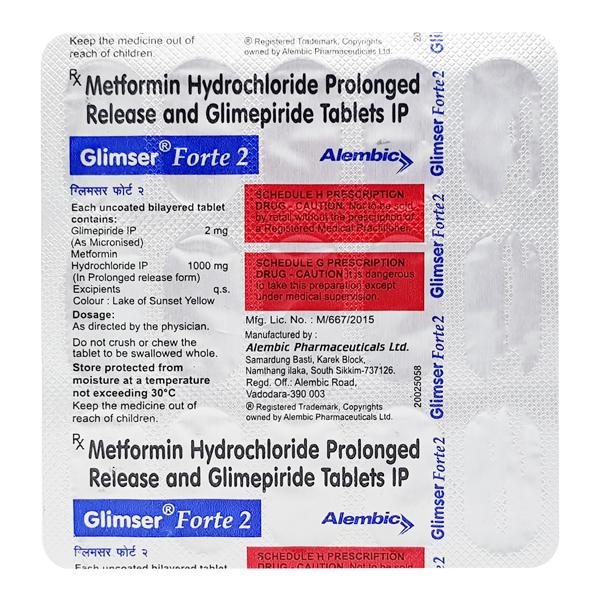 Glimser Forte 2mg Tablet 15'S