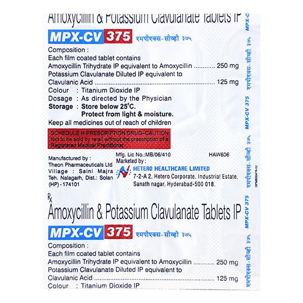MPX CV 375mg Tablet 6'S