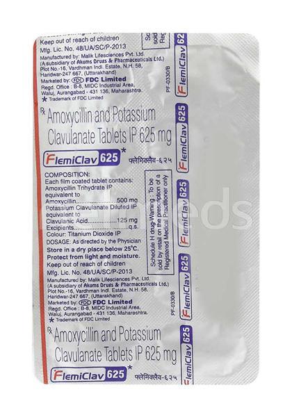 Flemiclav 625mg Tablet 10'S