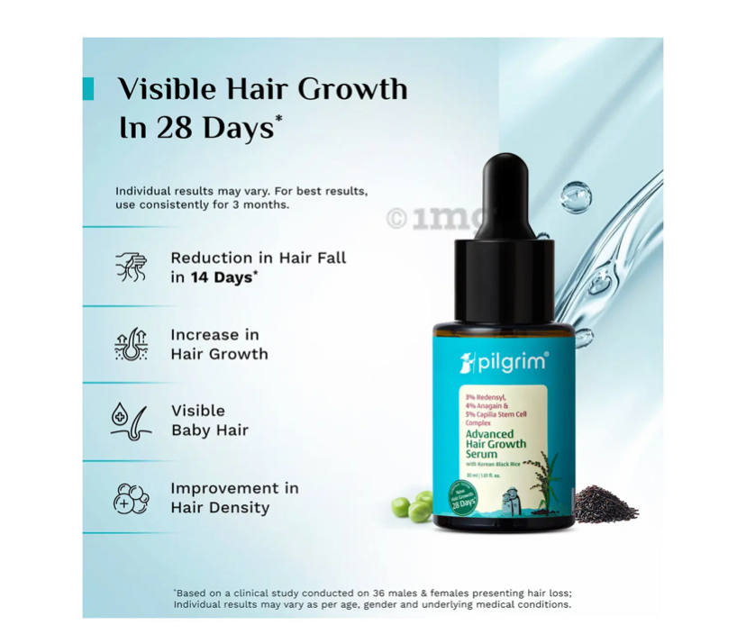 Pilgrim 3% Redensyl, 4% Anagain & 5% Capilia Stem Cell Complex Advanced Hair Growth Serum