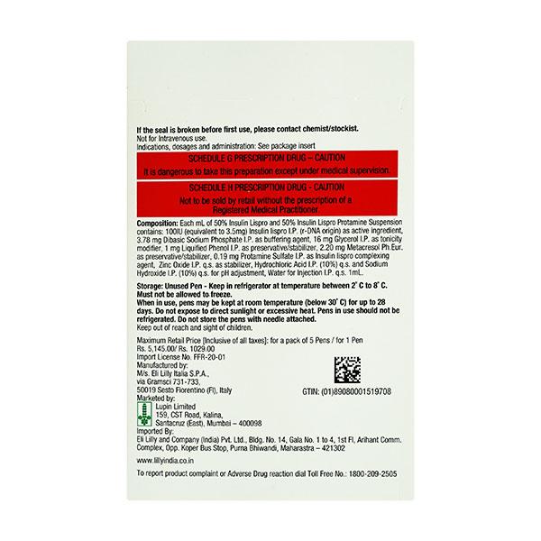 Eglucent Mix 50 Kwikpen 100IU Pen(Dispo) 1X3ml