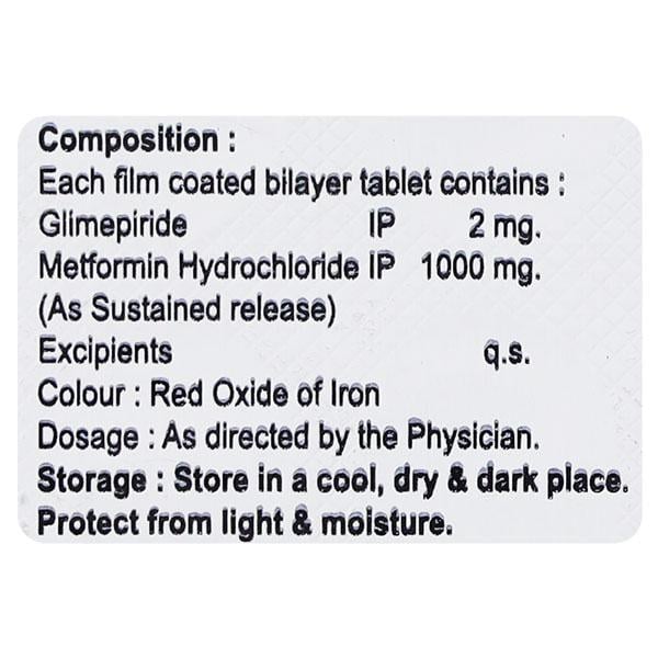 MEPRIDE DM 2mg/1000mg Tablet 10's