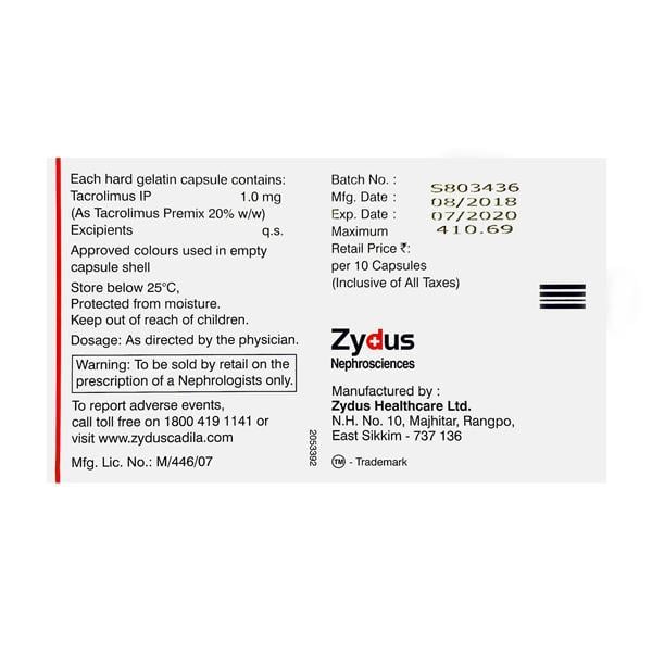 Tacromus 1mg Capsule 10'S