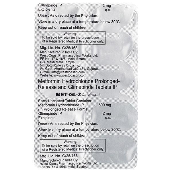 MET GL 2mg/500mg Tablet 10's