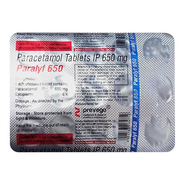 PARALYF 650 Tablet 15's