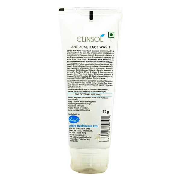 CLINSOL ANTI ACNE Face Wash 70gm