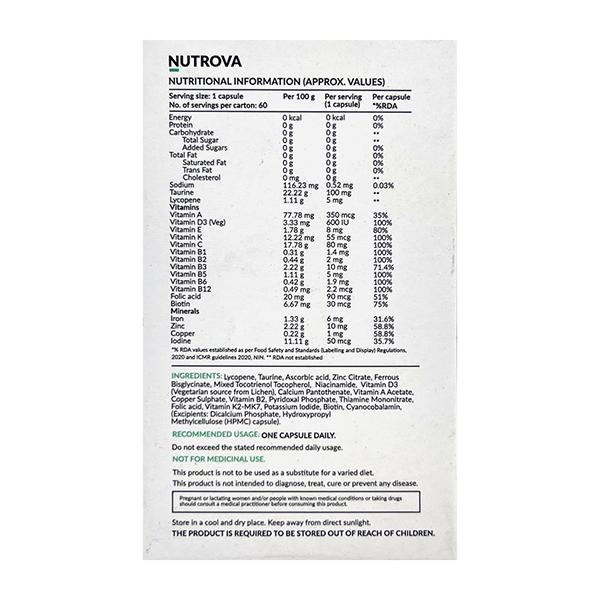 NUTROVA MULTIVITAMIN FOR VEGANS Capsule 60's