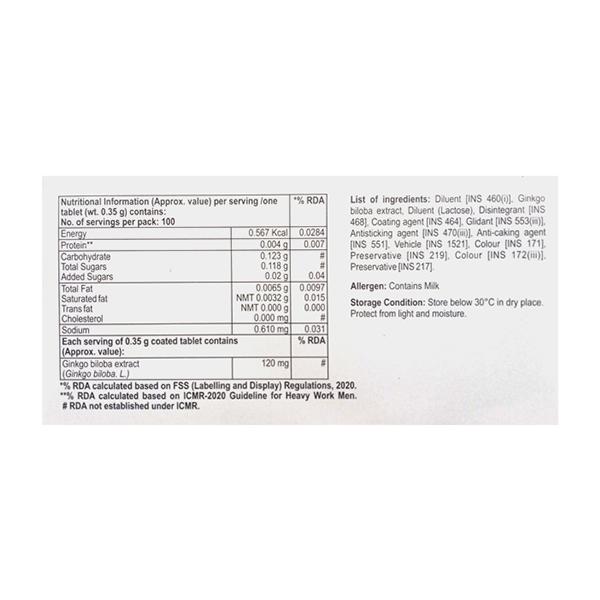 GINKOCER 120 GLUTEN FREE Tablet 10's