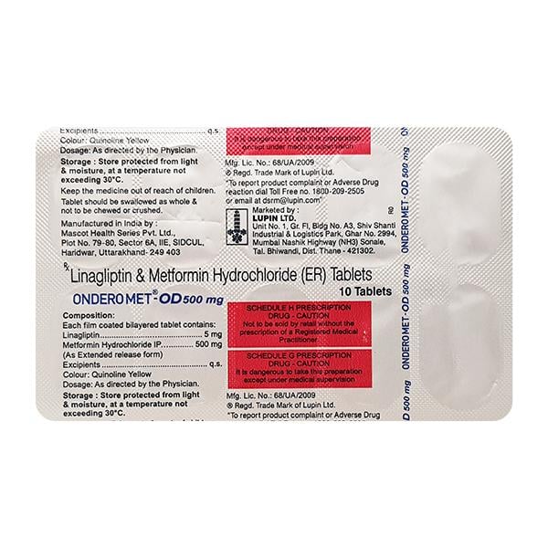 ONDERO MET OD 500mg Tablet 10's