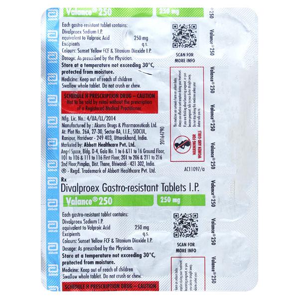 VALANCE 250mg Tablet 15's