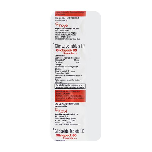 Gliclapack 80mg Tablet 10'S