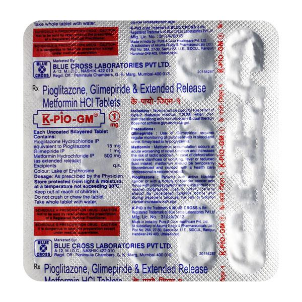 K Pio GM 1/500/15mg Tablet 10'S