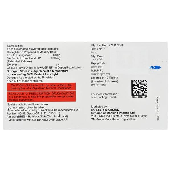 JUSTOZA M 10/1000 Tablet 10's
