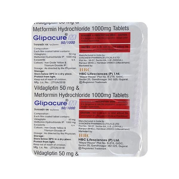 GLIPACURE M 50/1000 Tablet 15's