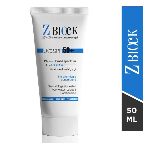 Z BLOCK UVB SPF 50+ PA+++ Sunscreen Gel 50ml