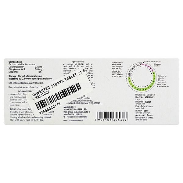 UNWANTED 21DAYS TABLET 21'S