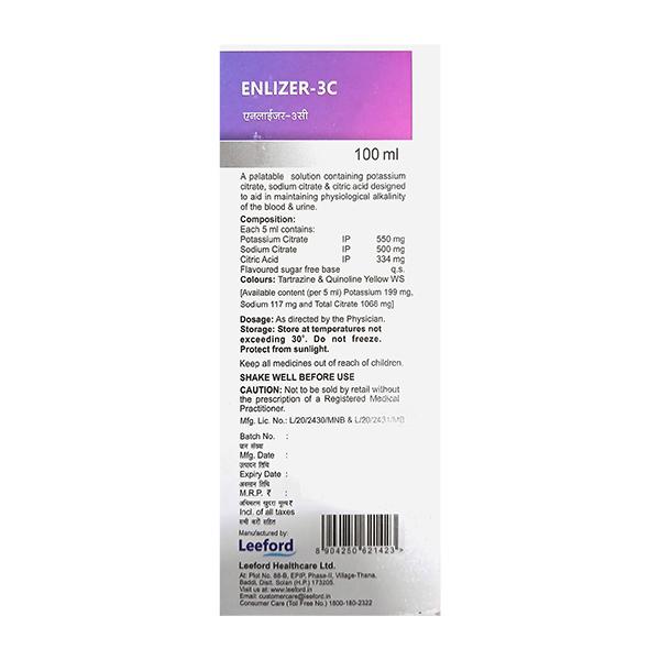 Enlizer 3C Sugar Free Oral Solution 100ml