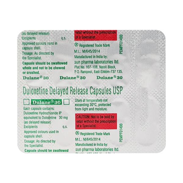 Dulane 30mg Capsule 10'S