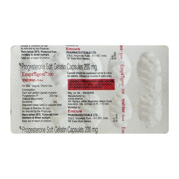 Emprogest 200mg Capsule 10'S