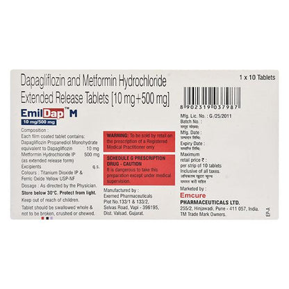 EMILDAP M 10/500 Tablet 10's