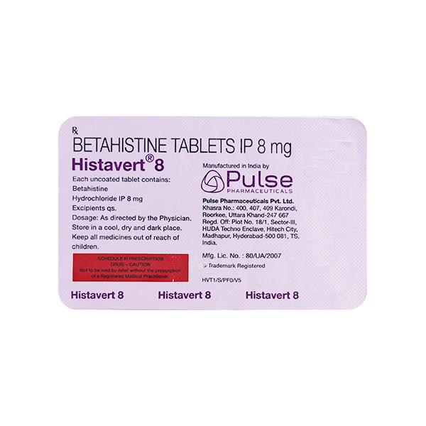 HISTAVERT 8mg Tablet 15's